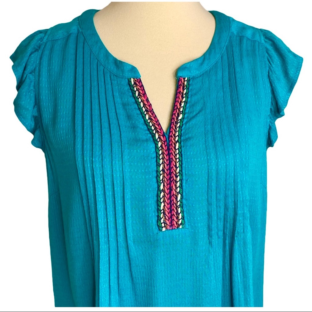 NEW Skies Are Blue Top Cap Sleeves Beads Turquoise